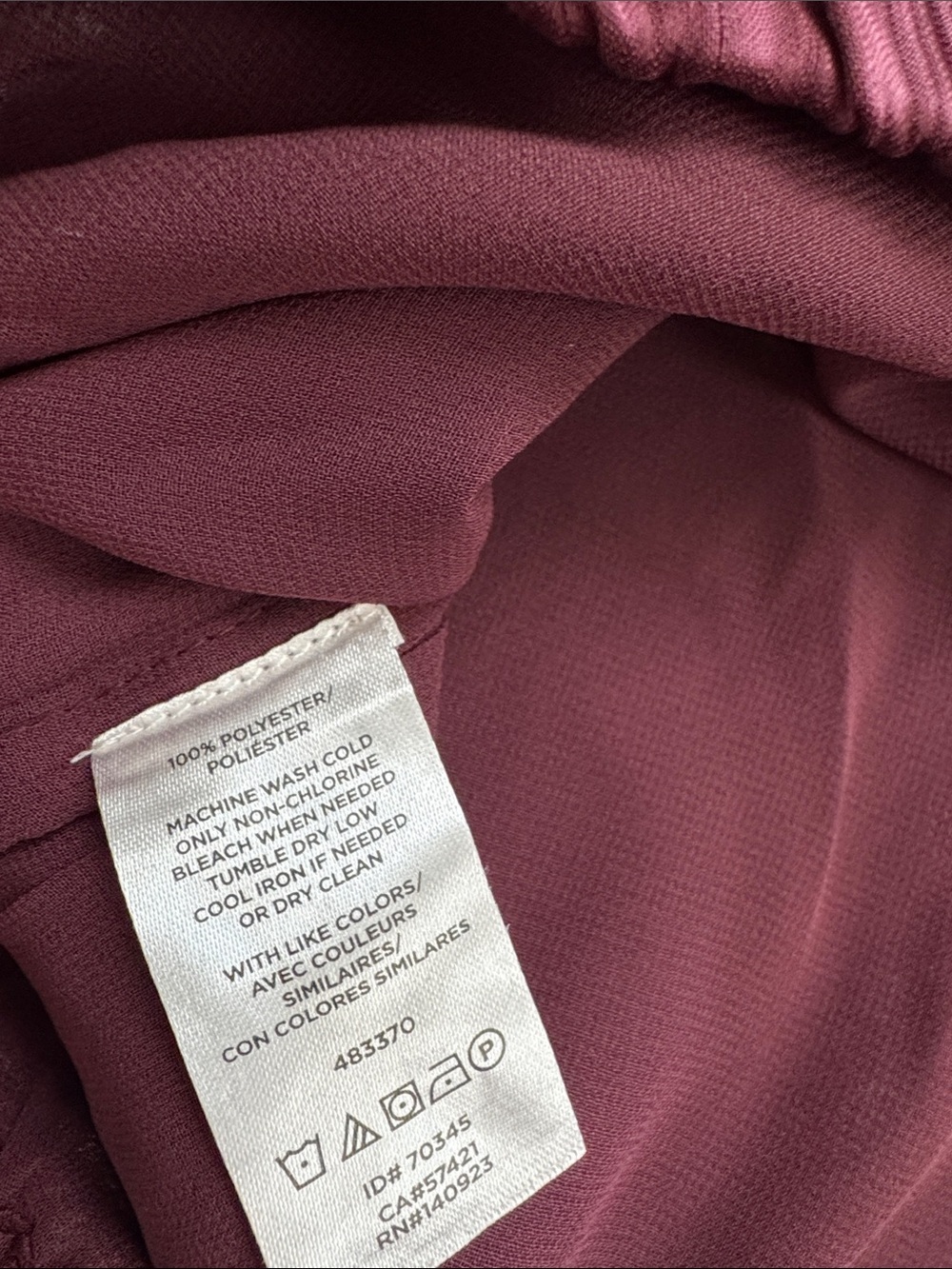 LOFT Burgundy Peasant Blouse elastic waist and cuffs NEW XSP - Picture 7 of 13